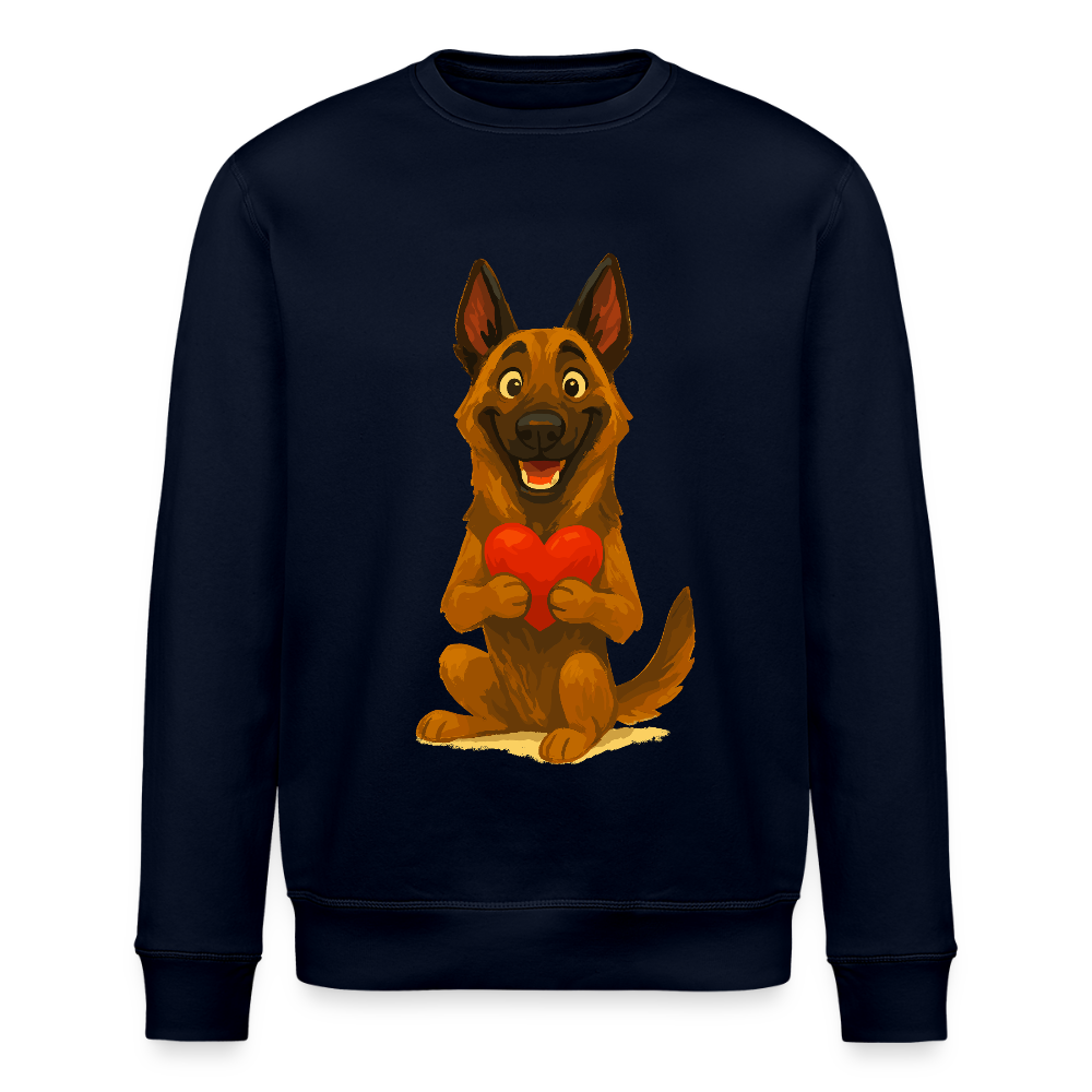 Malinois Sweatshirt mit Herz Cartoon – liebevoller Belgischer Schäferhund als Hunde Motiv für Hundeliebhaber und Geschenkideen - Navy