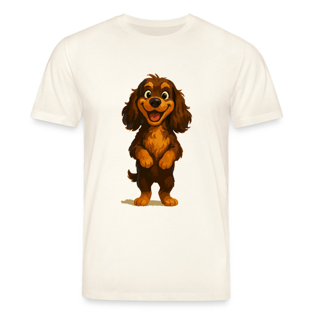 Cocker Spaniel T-Shirt breit grinsend – Lustiger Cartoon Hund, fröhliches Motiv für Hundeliebhaber und Tierfreunde - Naturweiß