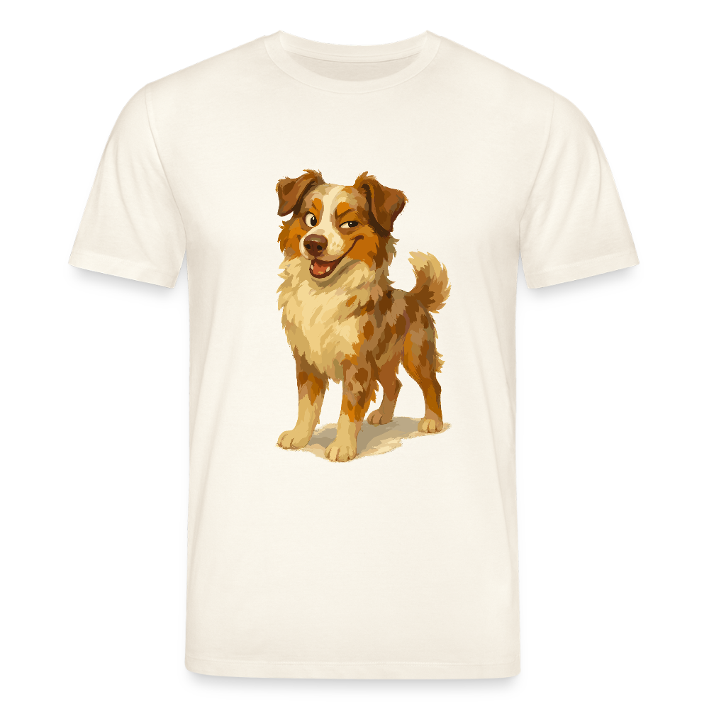 Australian Shepherd T-Shirt Frecher Cartoon mit verschmitztem Grinsen – Humorvolles Hunde Motiv für Tierfreunde und Geschenkideen - Naturweiß