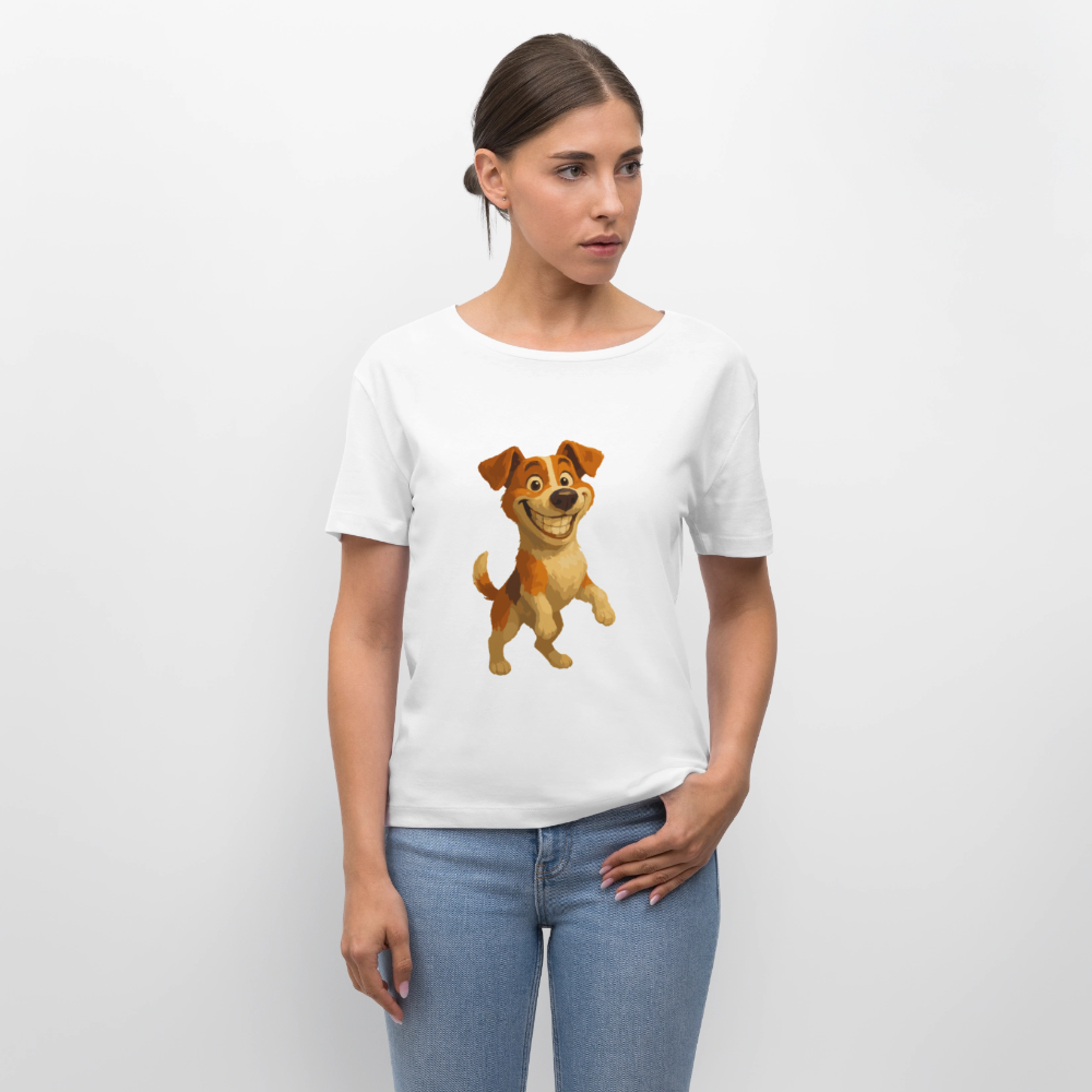 Jack Russell Terrier Shirt breit grinsend – süßer Cartoon Hund, lustiges Motiv für Hundeliebhaber & Geschenkidee für Tierfreunde - Weiß
