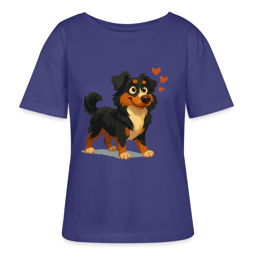 Australian Shepherd Shirt Verliebter Cartoon mit roten Herzen – Liebevolles Hunde Motiv für Valentinstag, Freundschaft und Geschenkideen - Dämmerung