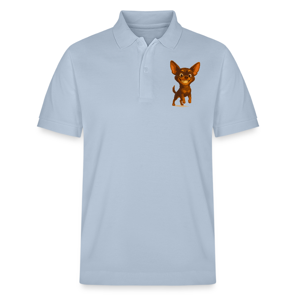 Grinsender Chihuahua Poloshirt Cartoon Hund – witziges Tiermotiv mit großem Lächeln, Geschenkidee für Hundefans und Tierfreunde - sky Blue