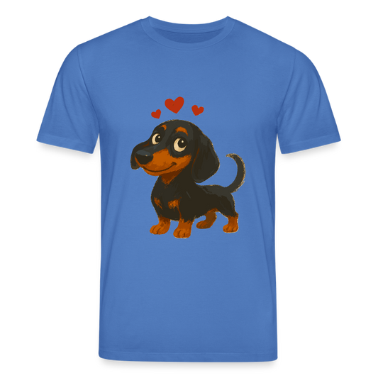 Dackel T-Shirt – Verliebter Cartoon Dachshund | Süßer Hund Pullover Geschenk mit Herzen für Valentinstag & Hundefans - Achtsames Blau
