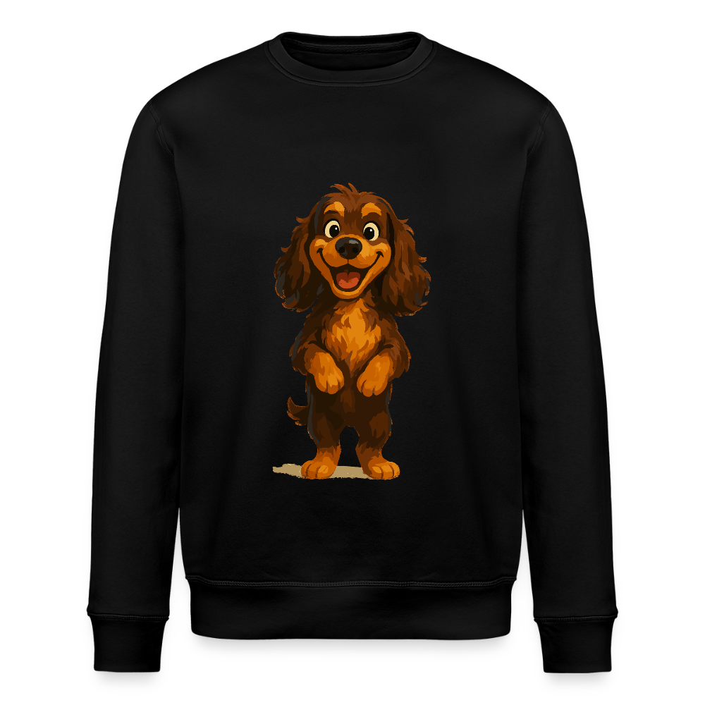 Cocker Spaniel Sweatshirt breit grinsend – Lustiger Cartoon Hund, fröhliches Motiv für Hundeliebhaber und Tierfreunde - Schwarz