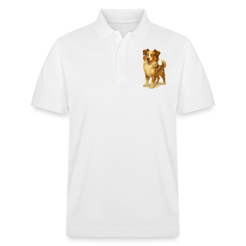 Australian Shepherd Poloshirt Frecher Cartoon mit verschmitztem Grinsen – Humorvolles Hunde Motiv für Tierfreunde und Geschenkideen - Weiß