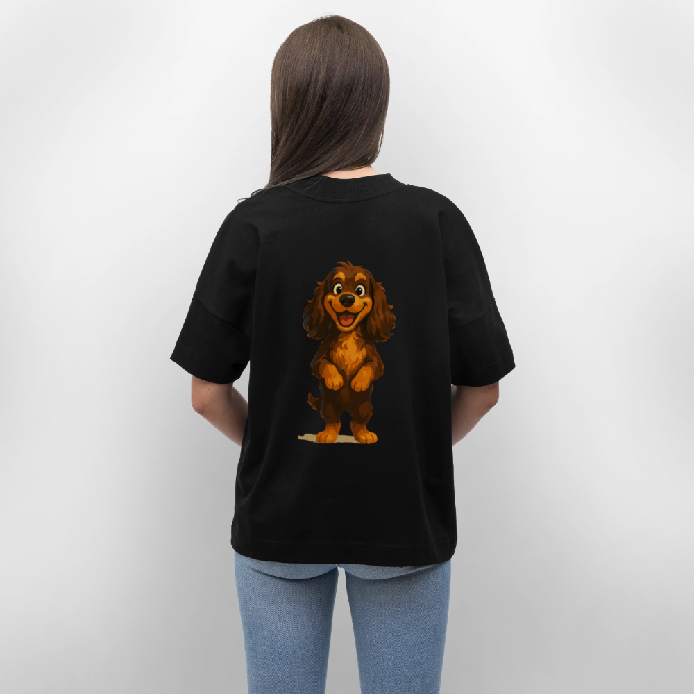Cocker Spaniel Oversized breit grinsend – Lustiger Cartoon Hund, fröhliches Motiv für Hundeliebhaber und Tierfreunde - Schwarz