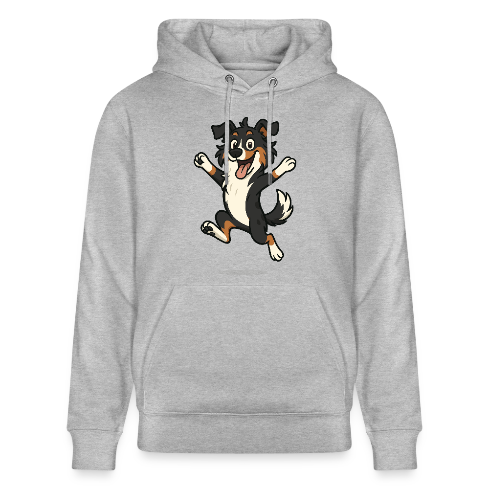 Australian Shepherd Hoodie Cartoon hüpfend – Fröhliches Hunde Motiv voller Freude und Energie für Hundeliebhaber und Geschenkideen - Grau meliert