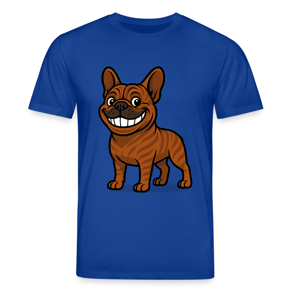 Französische Bulldogge T-Shirt - Cartoon mit breitem Grinsen – Lustiges Hunde Motiv für Humor-Fans, Tierfreunde und Geschenkideen - Dunkelblau