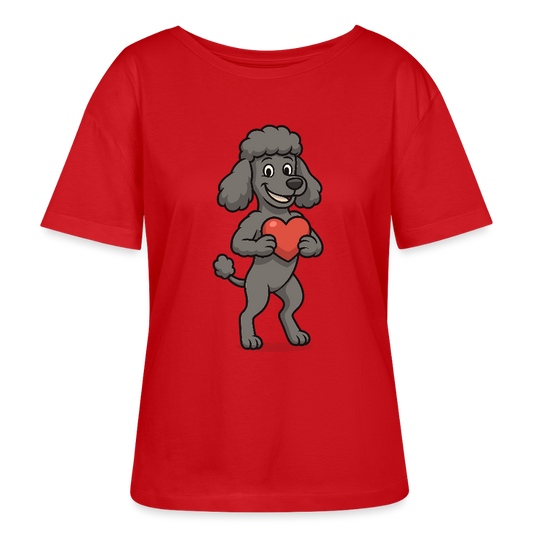 Pudel Shirt mit Herz Cartoon – Liebevolles Hunde Motiv für Valentinstag, Geschenke und Hundeliebhaber - Rot