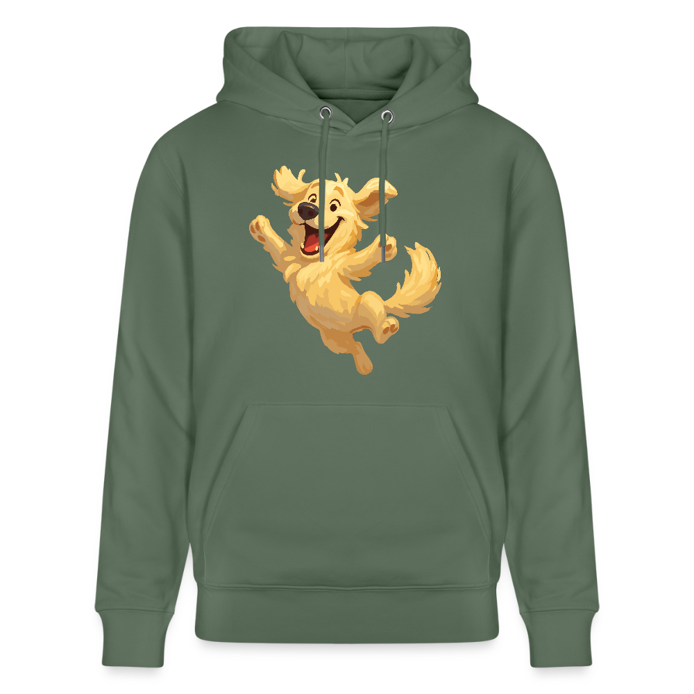 Golden Retriever Hoodie Springender Cartoon – fröhliches Hundemotiv, perfektes Geschenk für Hundeliebhaber und Tierfreunde - Tanngrün