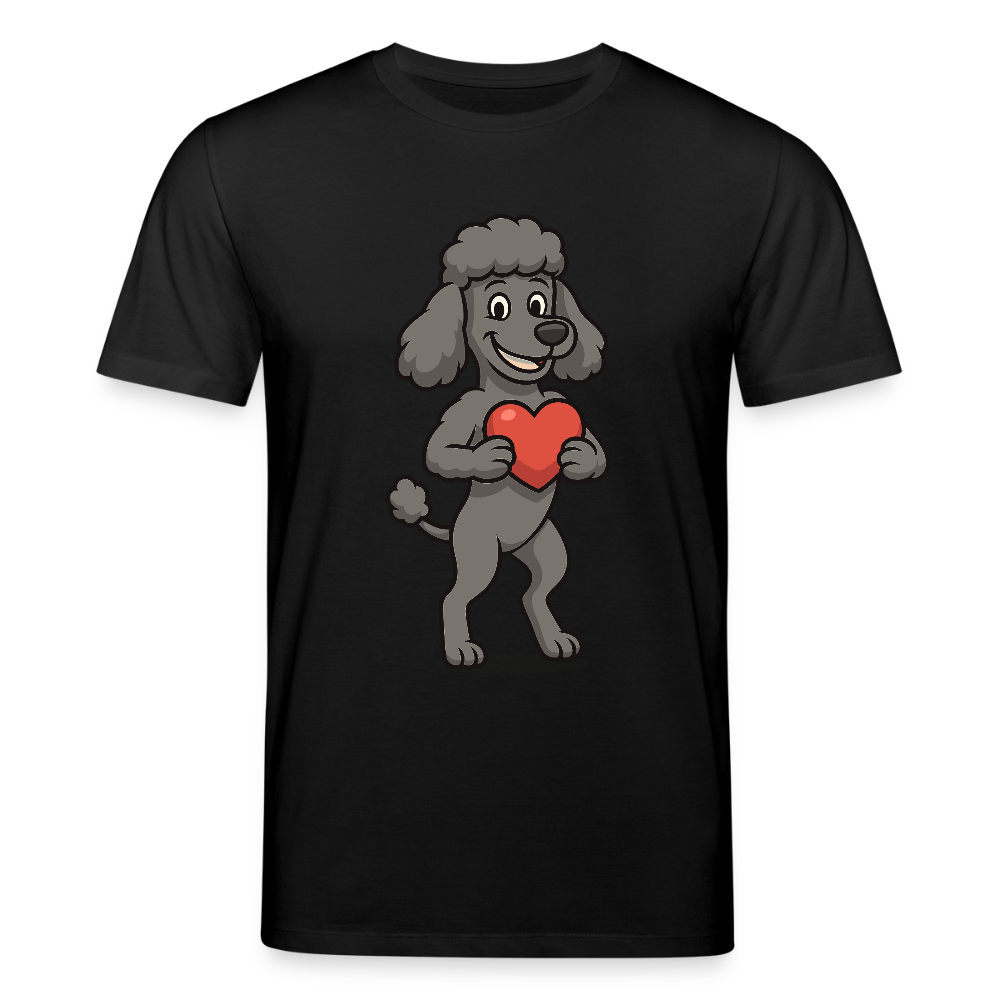 Pudel T- Shirt mit Herz Cartoon – Liebevolles Hunde Motiv für Valentinstag, Geschenke und Hundeliebhaber - Schwarz