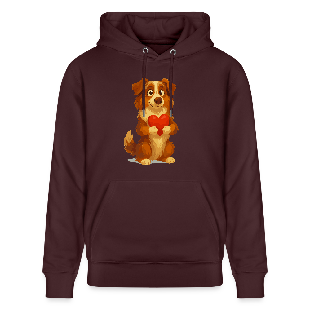 Australian Shepherd Hoodie Süßer Cartoon mit Herz – Liebevolles Hunde Motiv für Valentinstag, Freundschaft und Geschenkideen - Maroon