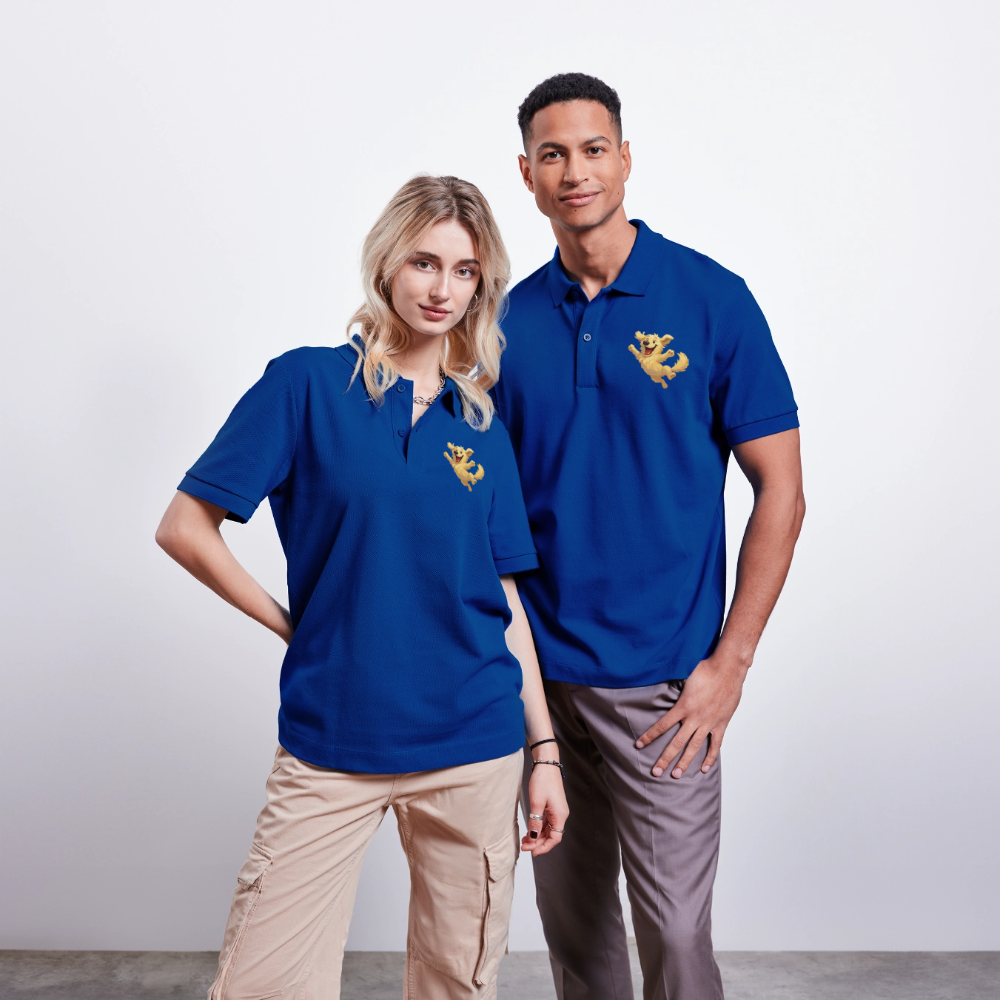 Golden Retriever Poloshirt Springender Cartoon – fröhliches Hundemotiv, perfektes Geschenk für Hundeliebhaber und Tierfreunde - Dunkelblau