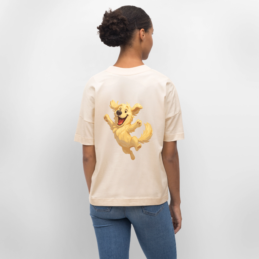Golden Retriever Oversized Springender Cartoon – fröhliches Hundemotiv, perfektes Geschenk für Hundeliebhaber und Tierfreunde - Weißgrau