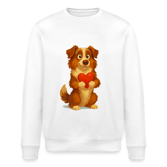 Australian Shepherd Sweatshirt Süßer Cartoon mit Herz – Liebevolles Hunde Motiv für Valentinstag, Freundschaft und Geschenkideen - Weiß