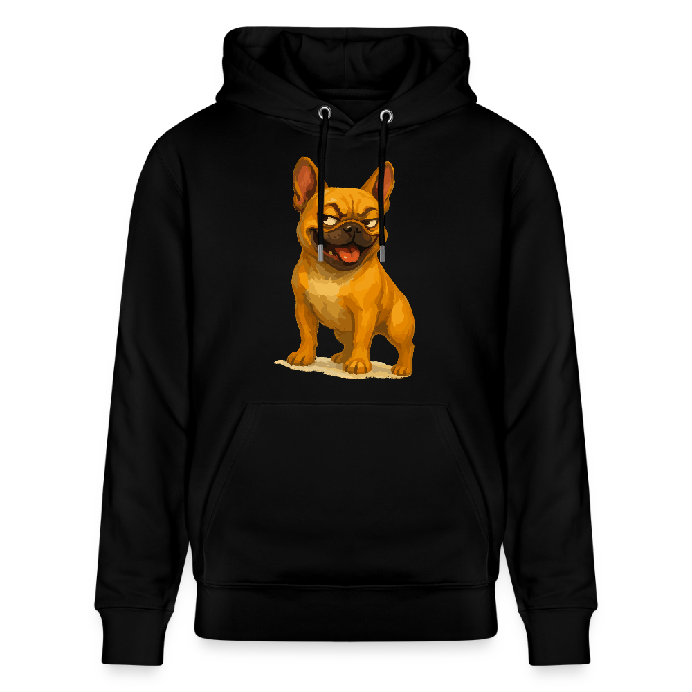Französische Bulldogge Hoodie - Frecher Cartoon mit verschmitztem Grinsen – Humorvolles Hunde Motiv für Tierfreunde und Geschenkideen - Schwarz