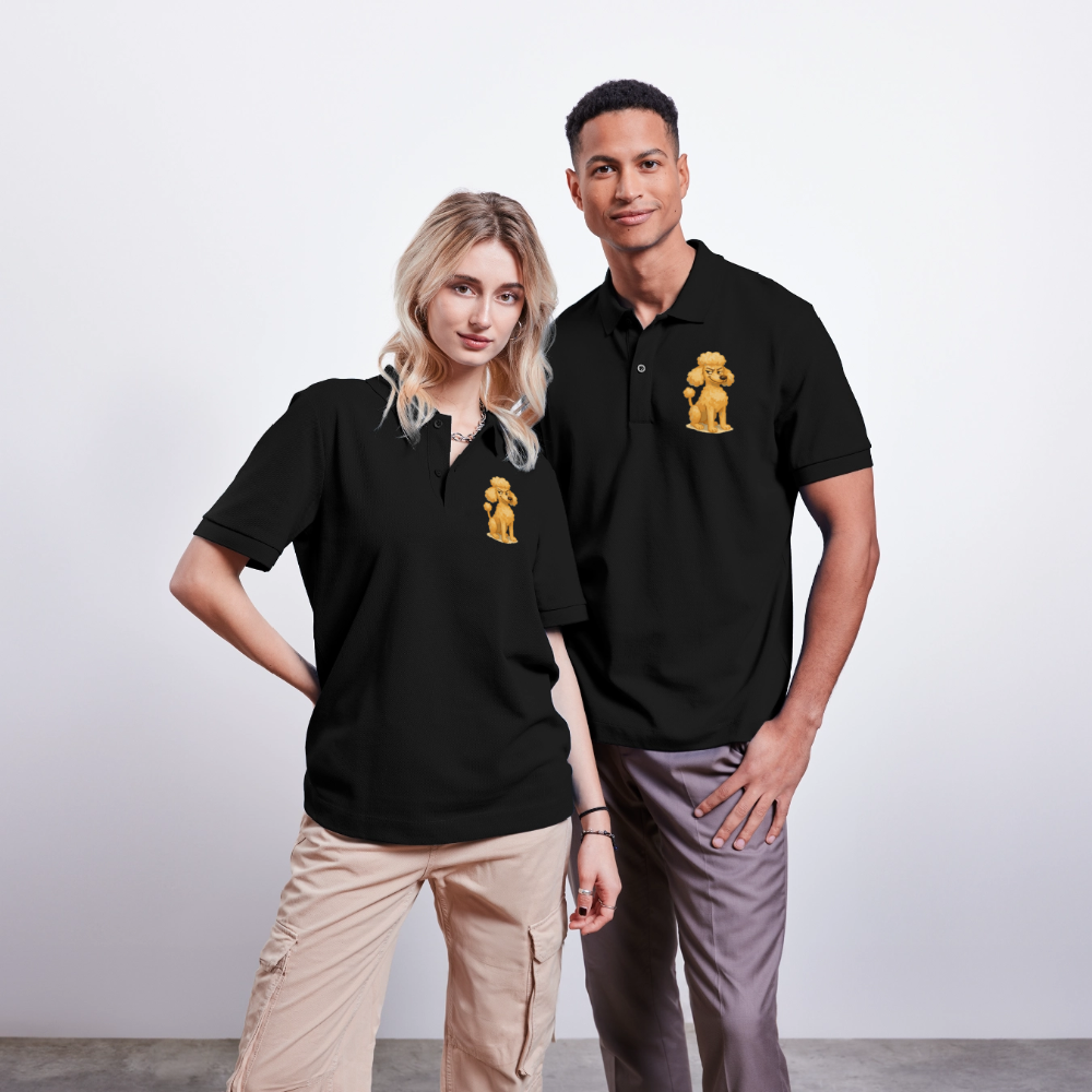 Frecher Pudel Poloshirt Cartoon im Malstil – Humorvolles Hundemotiv für Tierfreunde und Geschenkidee für Hundeliebhaber - Schwarz