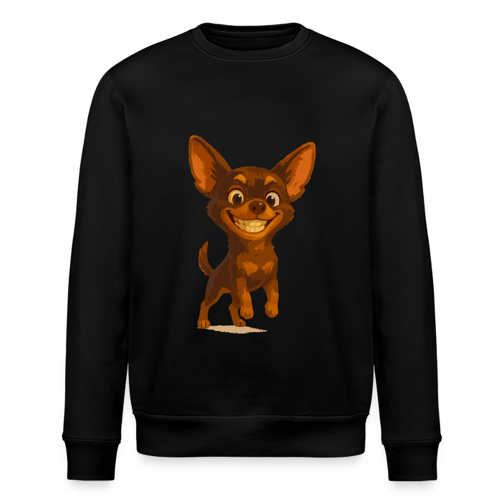 Grinsender Chihuahua Sweatshirt Cartoon Hund – witziges Tiermotiv mit großem Lächeln, Geschenkidee für Hundefans und Tierfreunde - Schwarz