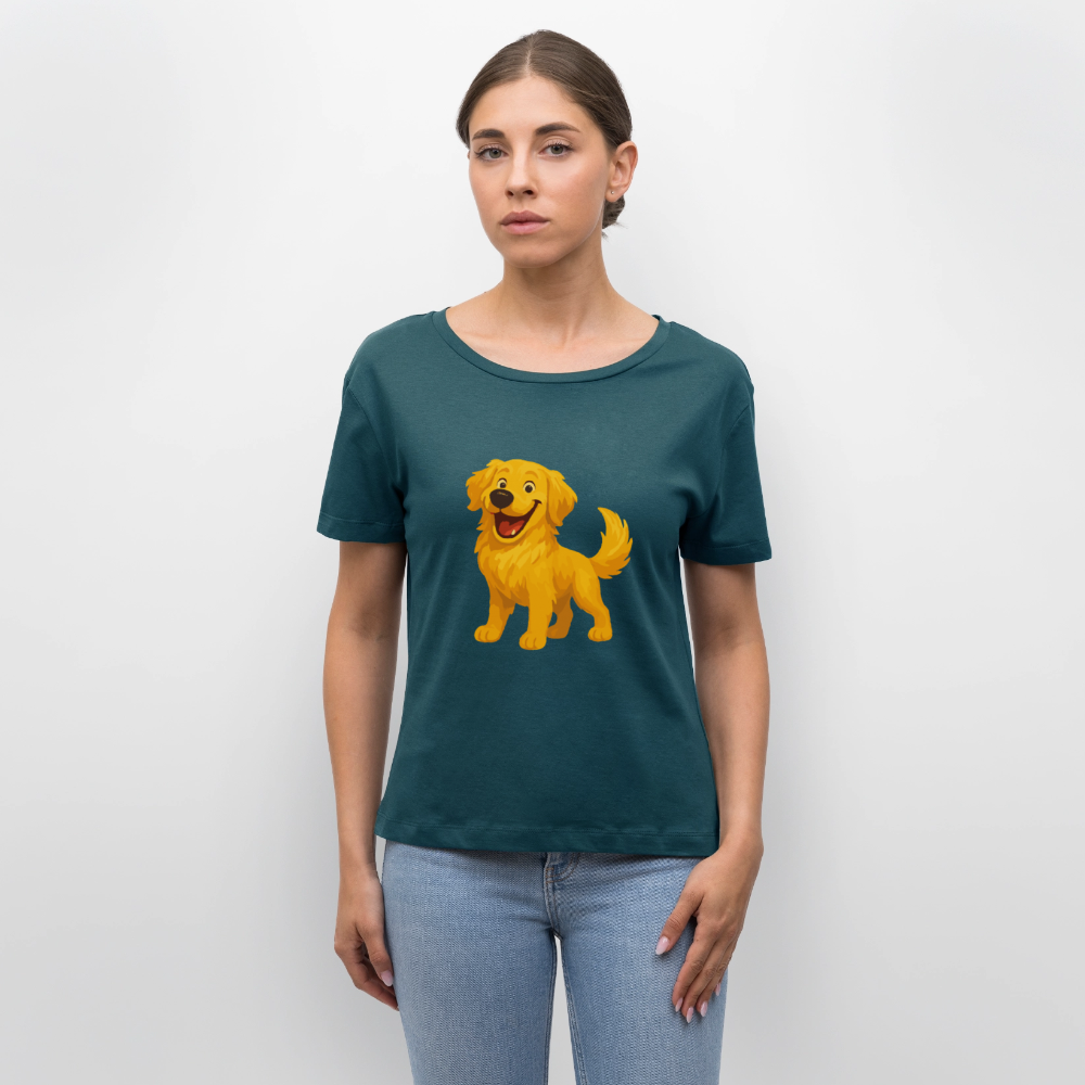 Golden Retriever Shirt Fröhlicher  Cartoon – lachendes Hundemotiv, süßes Geschenk für Hundeliebhaber und Tierfreunde - Dunkles Petrol
