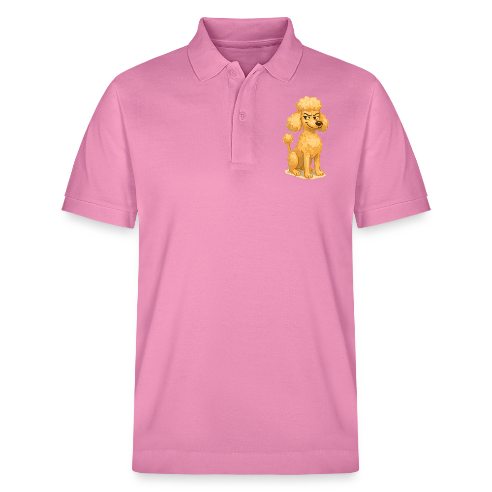 Frecher Pudel Poloshirt Cartoon im Malstil – Humorvolles Hundemotiv für Tierfreunde und Geschenkidee für Hundeliebhaber - Blasenrosa