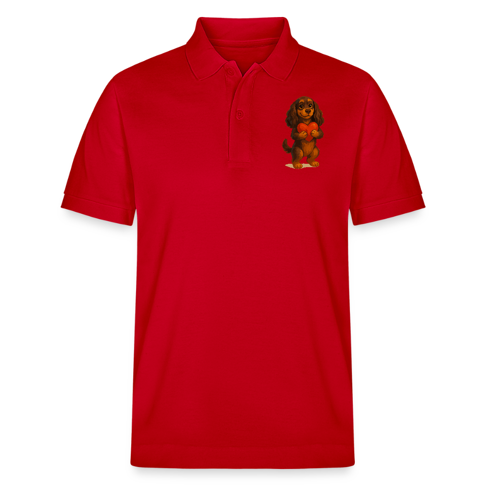 Cocker Spaniel Poloshirt mit Herz – Süßer Cartoon Hund, perfektes Motiv für Valentinstag und Hundeliebhaber - Rot