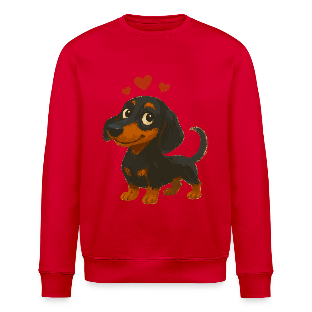 Dackel Sweatshirt – Verliebter Cartoon Dachshund | Süßer Hund Pullover Geschenk mit Herzen für Valentinstag & Hundefans - Rot