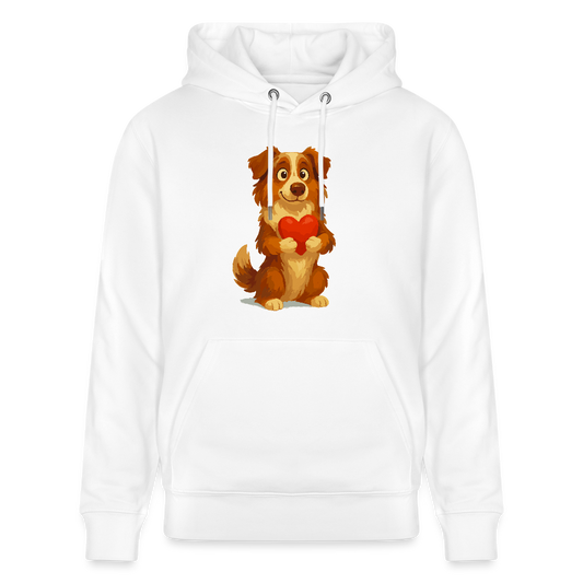 Australian Shepherd Hoodie Süßer Cartoon mit Herz – Liebevolles Hunde Motiv für Valentinstag, Freundschaft und Geschenkideen - Weiß