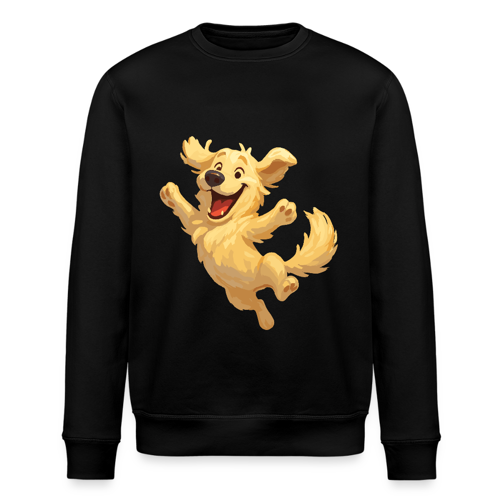 Golden Retriever Sweatshirt Springender Cartoon – fröhliches Hundemotiv, perfektes Geschenk für Hundeliebhaber und Tierfreunde - Schwarz