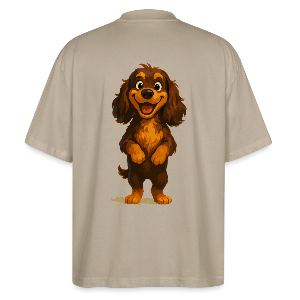 Cocker Spaniel Oversized breit grinsend – Lustiger Cartoon Hund, fröhliches Motiv für Hundeliebhaber und Tierfreunde - Steingrau