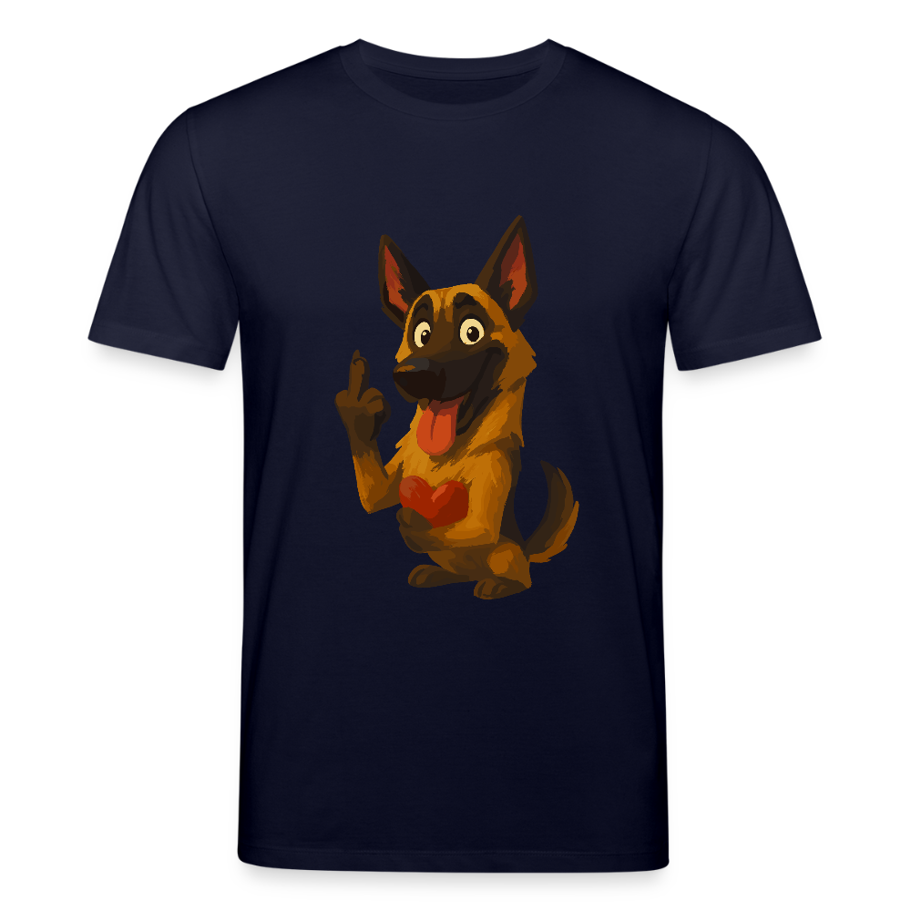Frecher Malinois T-Shirt mit Herz – witziges und provokantes Hunde Cartoon Motiv für Hundeliebhaber mit Sinn für Humor - Navy