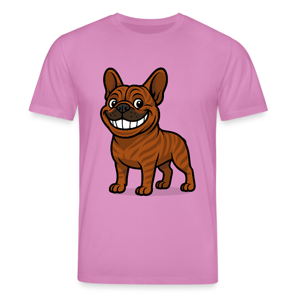 Französische Bulldogge T-Shirt - Cartoon mit breitem Grinsen – Lustiges Hunde Motiv für Humor-Fans, Tierfreunde und Geschenkideen - Pink