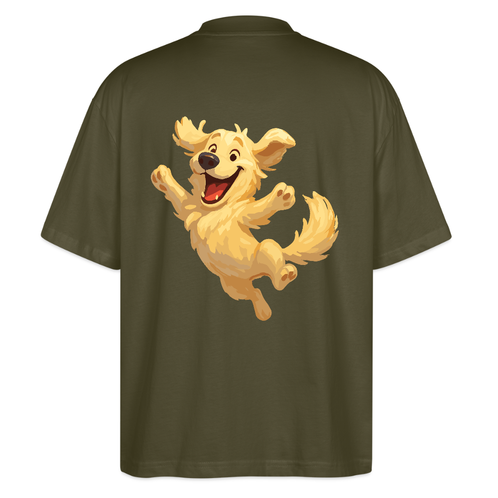 Golden Retriever Oversized Springender Cartoon – fröhliches Hundemotiv, perfektes Geschenk für Hundeliebhaber und Tierfreunde - Khaki