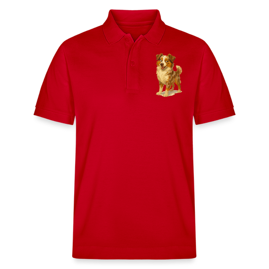 Australian Shepherd Poloshirt Frecher Cartoon mit verschmitztem Grinsen – Humorvolles Hunde Motiv für Tierfreunde und Geschenkideen - Rot