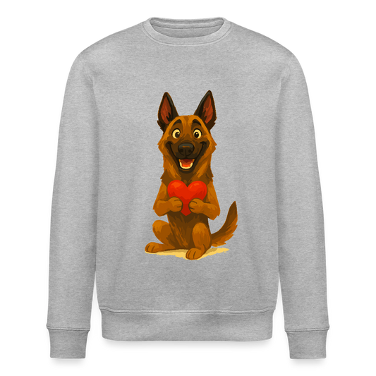 Malinois Sweatshirt mit Herz Cartoon – liebevoller Belgischer Schäferhund als Hunde Motiv für Hundeliebhaber und Geschenkideen - Grau meliert