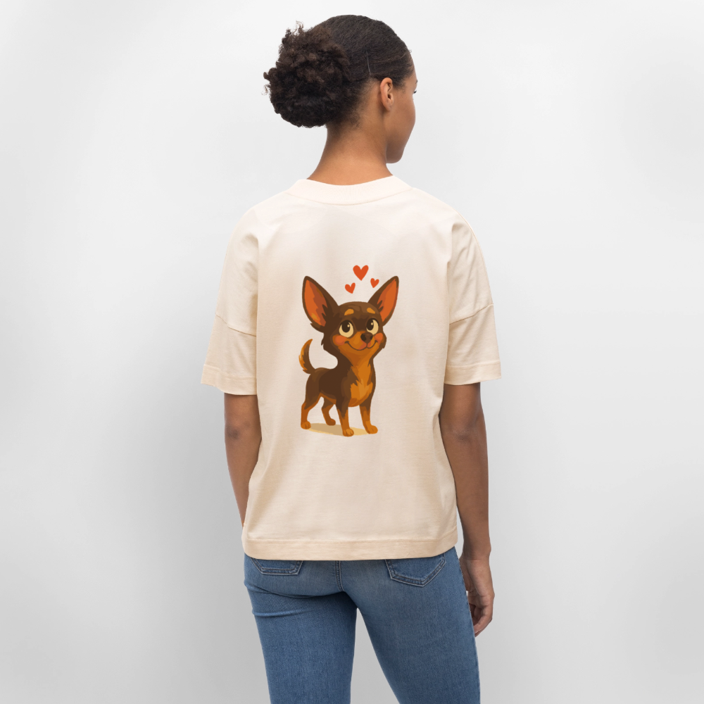 Verliebter Chihuahua Oversized Cartoon Hund mit Herzen – süßes romantisches Tiermotiv, Geschenkidee für Valentinstag und Hundefans - Weißgrau