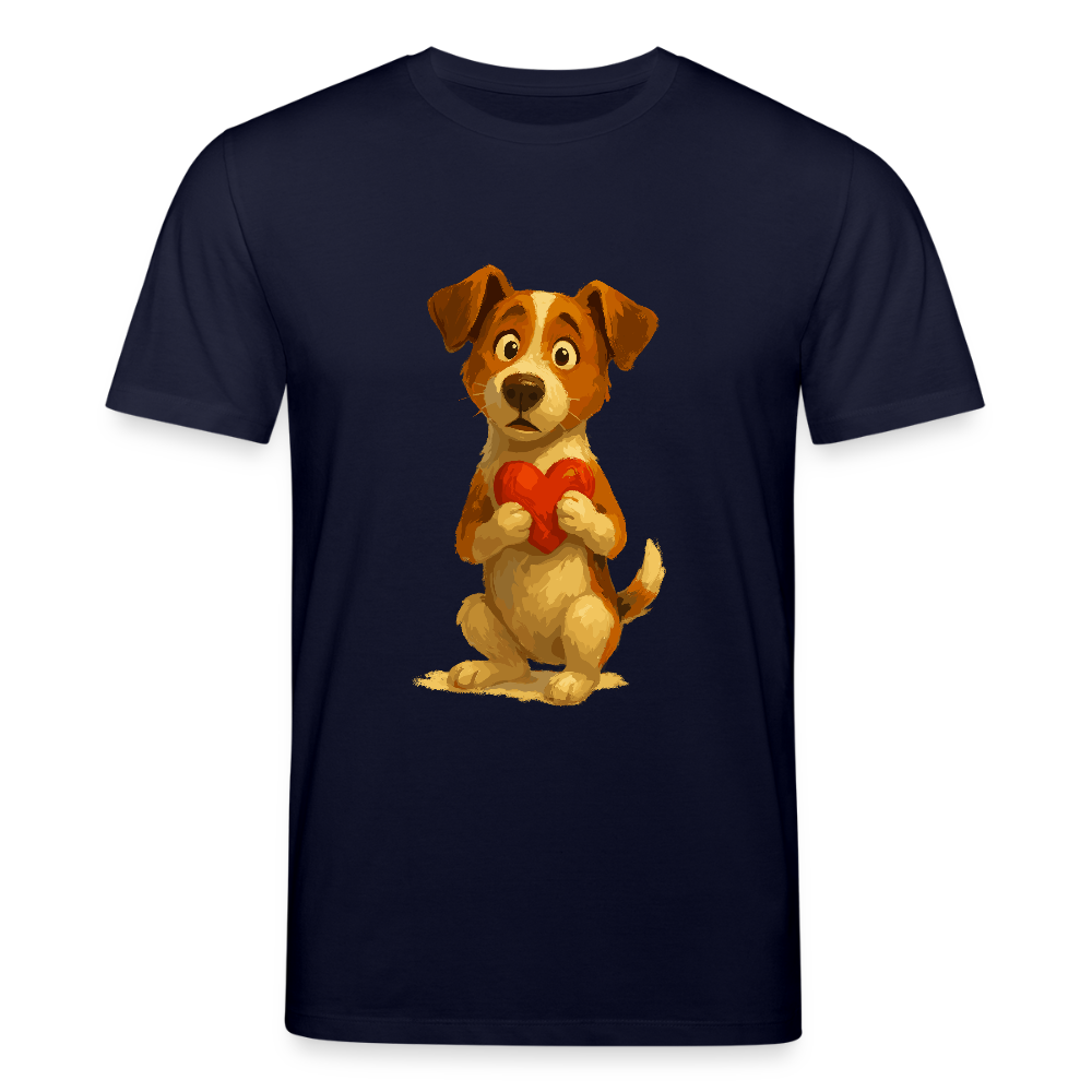 Jack Russell Terrier T-Shirt mit Herz – süßes Cartoon Motiv, liebevoller Hund, Geschenkidee für Valentinstag und Hundeliebhaber - Navy