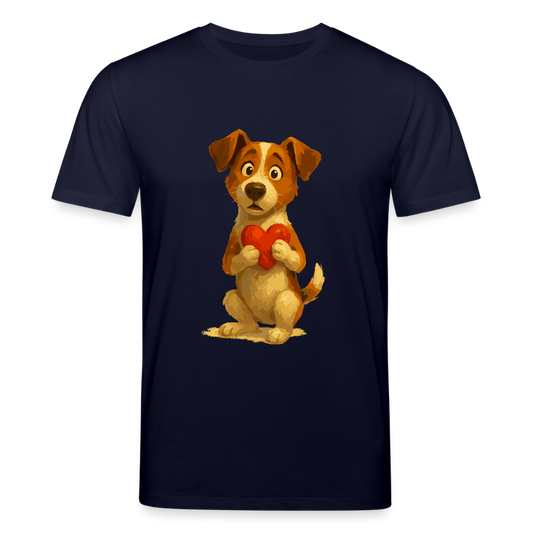 Jack Russell Terrier T-Shirt mit Herz – süßes Cartoon Motiv, liebevoller Hund, Geschenkidee für Valentinstag und Hundeliebhaber - Navy