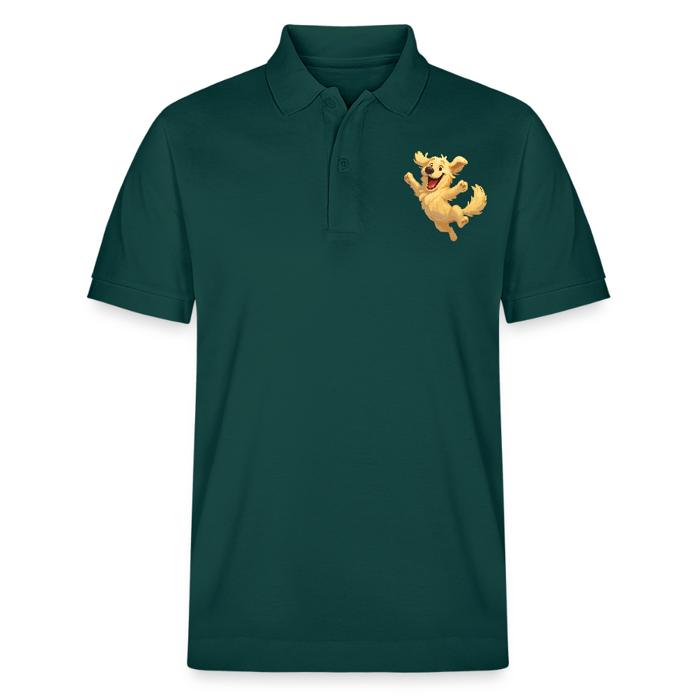 Golden Retriever Poloshirt Springender Cartoon – fröhliches Hundemotiv, perfektes Geschenk für Hundeliebhaber und Tierfreunde - Glasiertes Grün