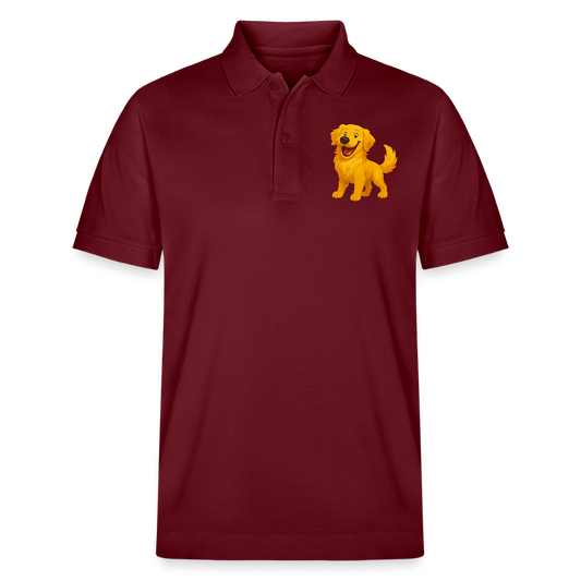 Golden Retriever Poloshirt Fröhlicher Cartoon – lachendes Hundemotiv, süßes Geschenk für Hundeliebhaber und Tierfreunde - Burgunderrot