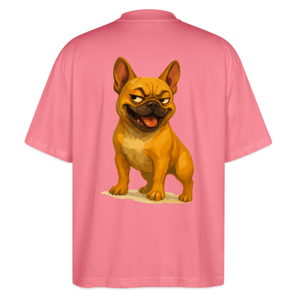 Französische Bulldogge Oversized - Frecher Cartoon mit verschmitztem Grinsen – Humorvolles Hunde Motiv für Tierfreunde und Geschenkideen - Pink 