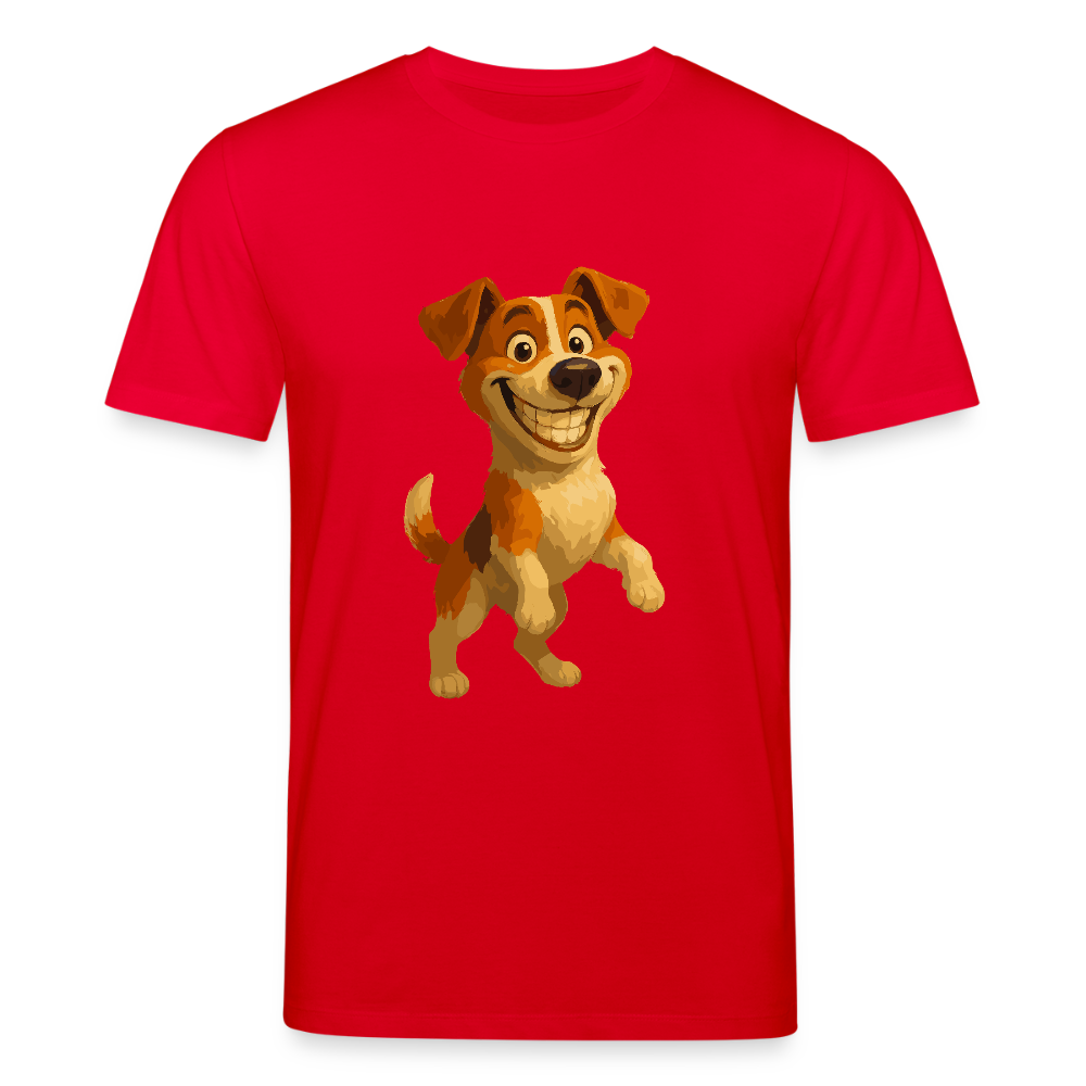 Jack Russell Terrier T-Shirt breit grinsend – süßer Cartoon Hund, lustiges Motiv für Hundeliebhaber & Geschenkidee für Tierfreunde - Rot