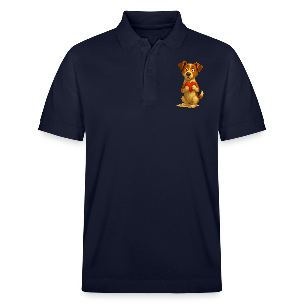 Jack Russell Terrier Poloshirt mit Herz – süßes Cartoon Motiv, liebevoller Hund, Geschenkidee für Valentinstag und Hundeliebhaber - Navy