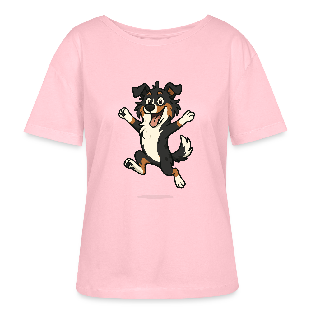 Australian Shepherd Shirt Cartoon hüpfend – Fröhliches Hunde Motiv voller Freude und Energie für Hundeliebhaber und Geschenkideen - Hellrosa