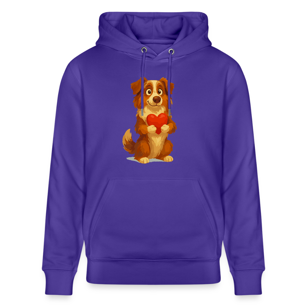 Australian Shepherd Hoodie Süßer Cartoon mit Herz – Liebevolles Hunde Motiv für Valentinstag, Freundschaft und Geschenkideen - Purple Love 