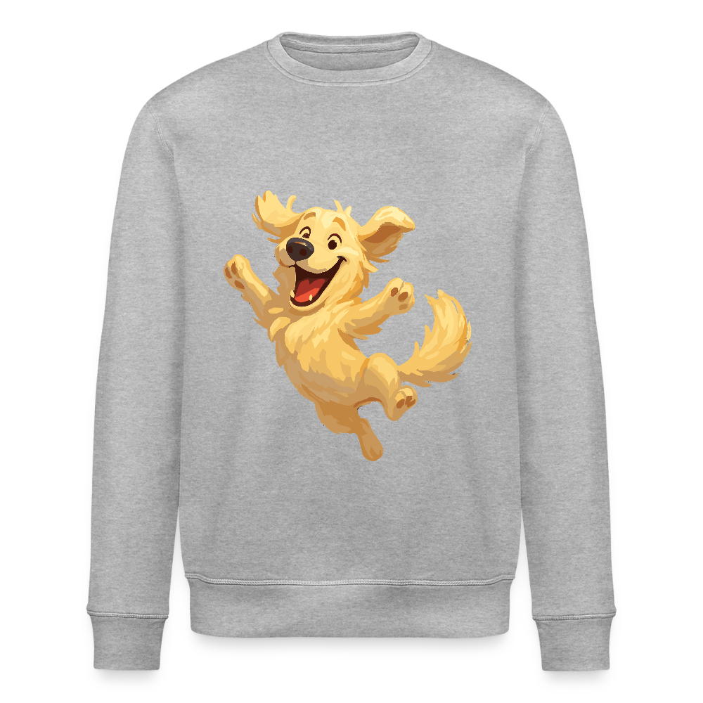 Golden Retriever Sweatshirt Springender Cartoon – fröhliches Hundemotiv, perfektes Geschenk für Hundeliebhaber und Tierfreunde - Grau meliert