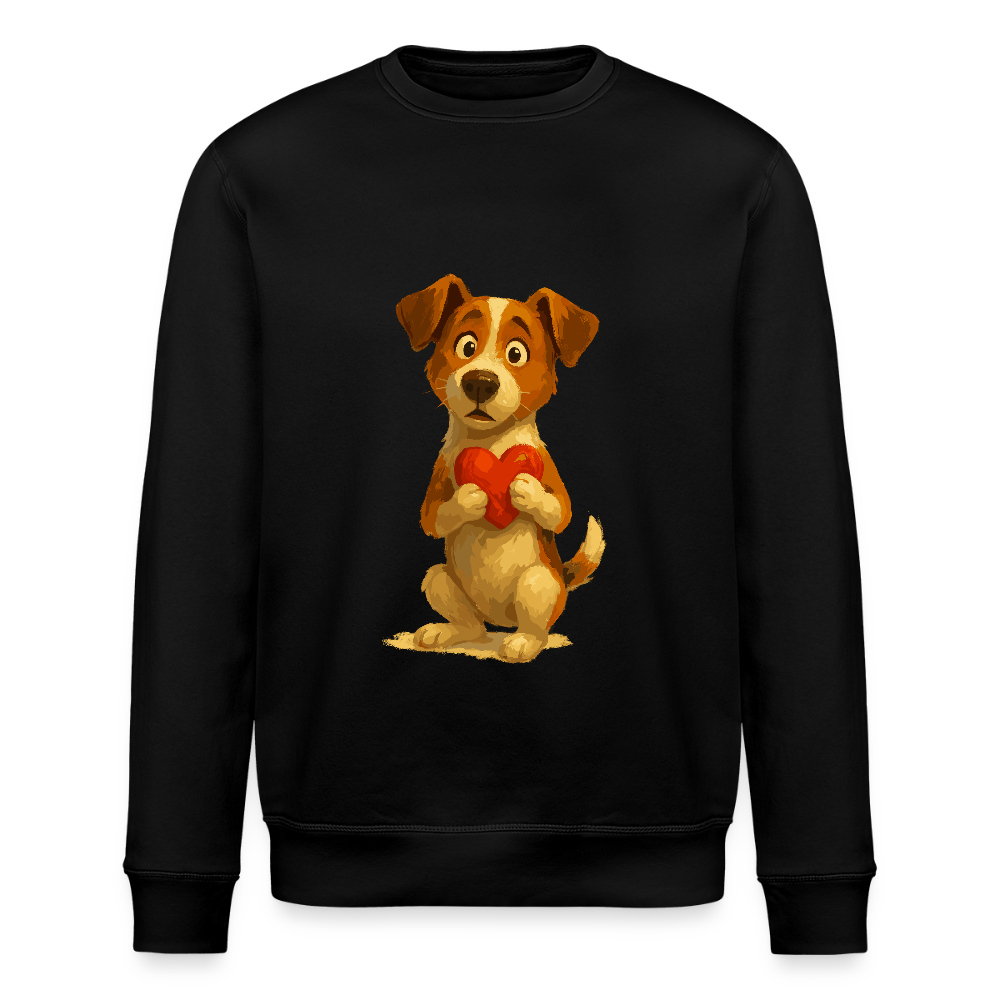 Jack Russell Terrier Sweatshirt mit Herz – süßes Cartoon Motiv, liebevoller Hund, Geschenkidee für Valentinstag und Hundeliebhaber - Schwarz