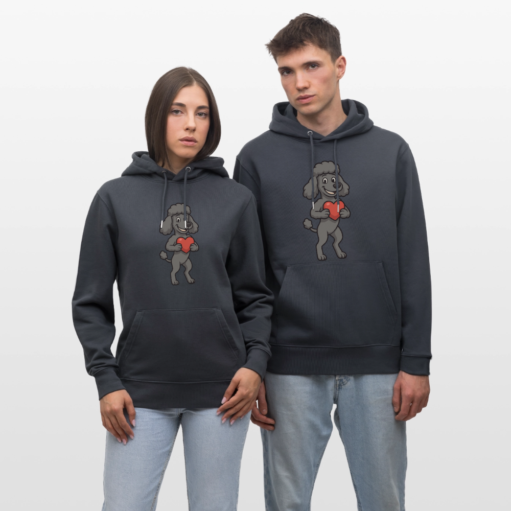 Pudel Hoodie mit Herz Cartoon – Liebevolles Hunde Motiv für Valentinstag, Geschenke und Hundeliebhaber - Indigoblau