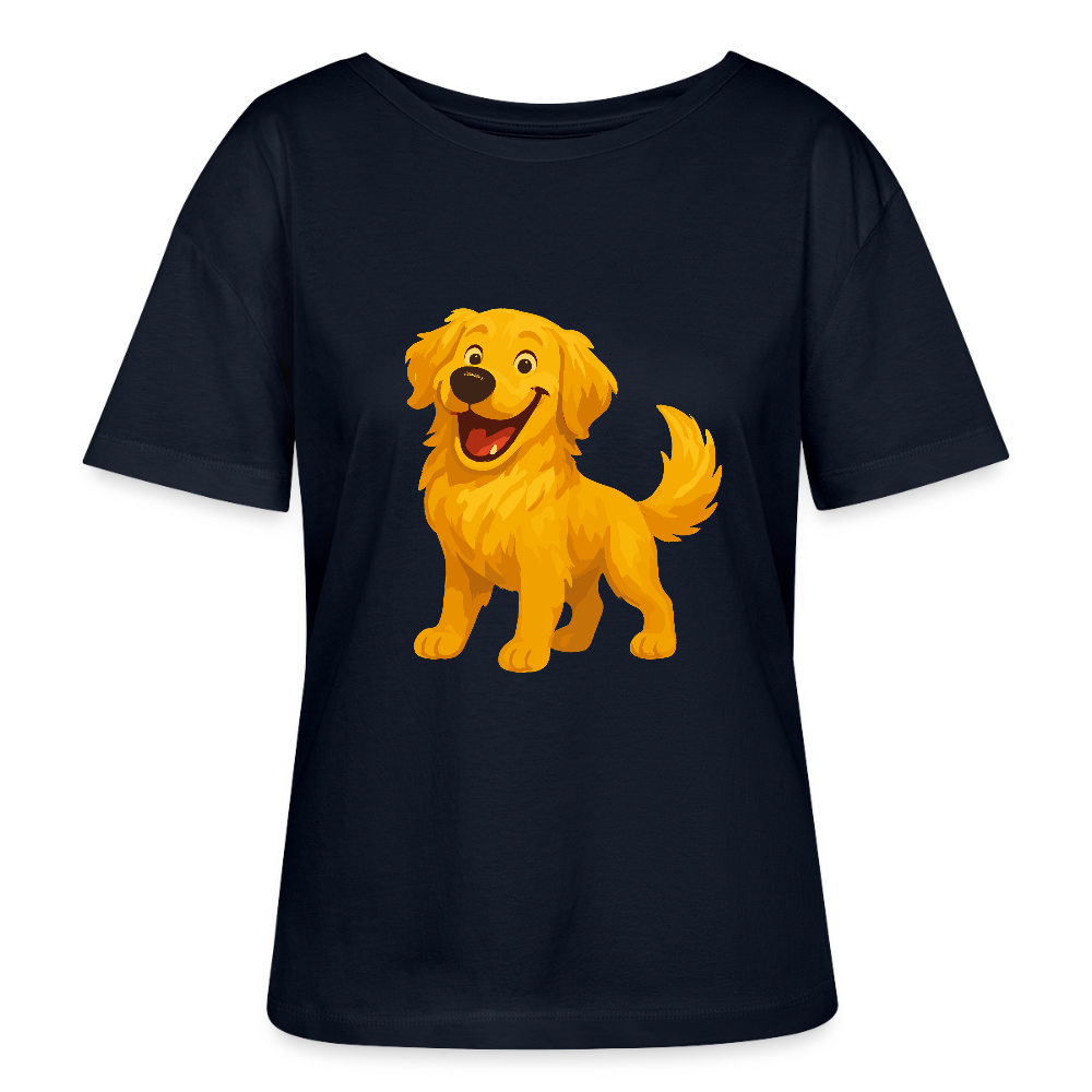 Golden Retriever Shirt Fröhlicher  Cartoon – lachendes Hundemotiv, süßes Geschenk für Hundeliebhaber und Tierfreunde - Navy