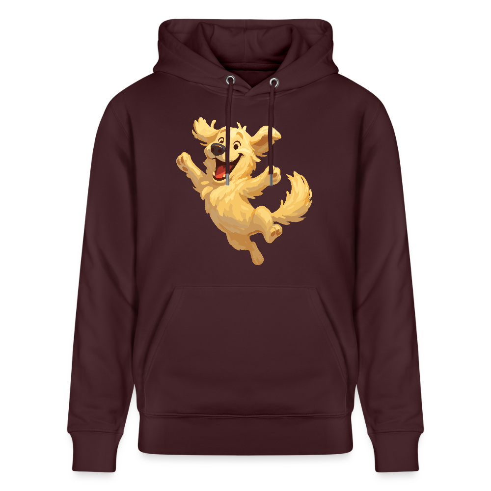 Golden Retriever Hoodie Springender Cartoon – fröhliches Hundemotiv, perfektes Geschenk für Hundeliebhaber und Tierfreunde - Maroon