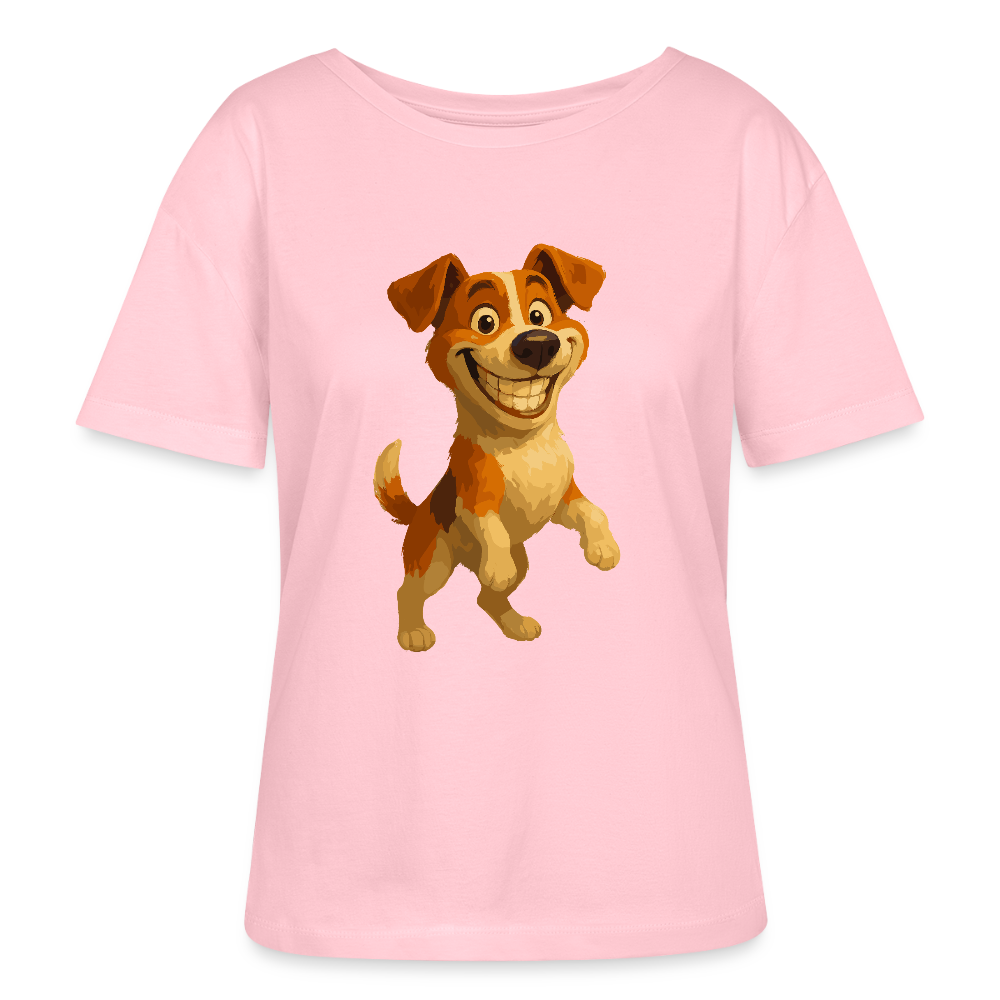 Jack Russell Terrier Shirt breit grinsend – süßer Cartoon Hund, lustiges Motiv für Hundeliebhaber & Geschenkidee für Tierfreunde - Hellrosa